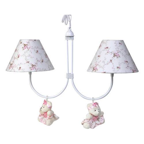 Assistência Técnica, SAC e Garantia do produto Lustre 2L Simples com 2 Ursinhas de Tiara Rosa Quarto Bebê Infantil Menina