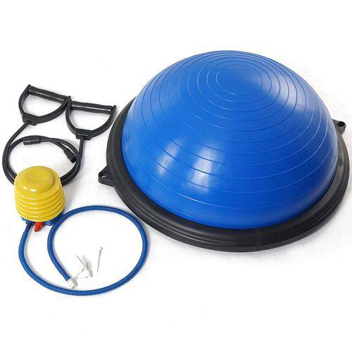 Assistência Técnica, SAC e Garantia do produto Meia Bola Ginastica 60cm Academia Extensores Inflador GT670-Azul - Lorben