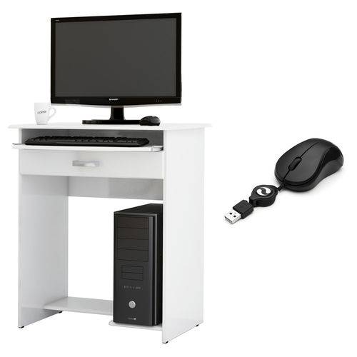 Assistência Técnica, SAC e Garantia do produto Mesa Computador Prática com Gaveta - Branca - EJ Móveis - Acompanha um Mouse