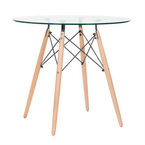 Assistência Técnica, SAC e Garantia do produto Mesa de Jantar Redonda Eames Eiffel - Wood - Tampo de Vidro - 80 Cm