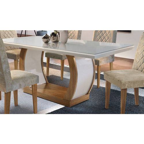 Assistência Técnica, SAC e Garantia do produto Mesa Jade 1,80 X 0,90 MDF e Vidro Canto Reto – Móveis Rufato - Imbuia/Off White - Móveis Bom de Preço -