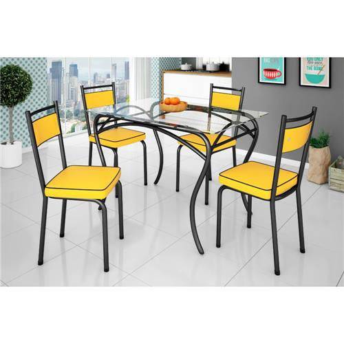 Assistência Técnica, SAC e Garantia do produto Mesa Lion 1,10x70 4 Cadeiras Preto/Amarelo