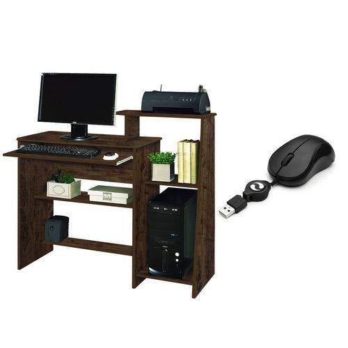 Assistência Técnica, SAC e Garantia do produto Mesa para Computador Austrália - Amêndoa Wood - Móveis Primus - Acompanha um Mouse