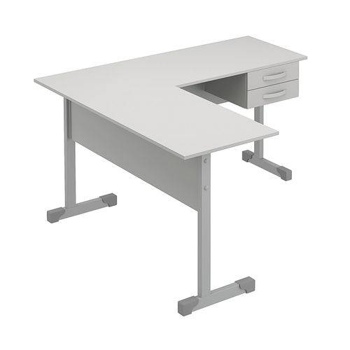 Assistência Técnica, SAC e Garantia do produto Mesa para Escritório em L 2 Gavetas 143cmx136cm Pop Plata Móveis Cinza