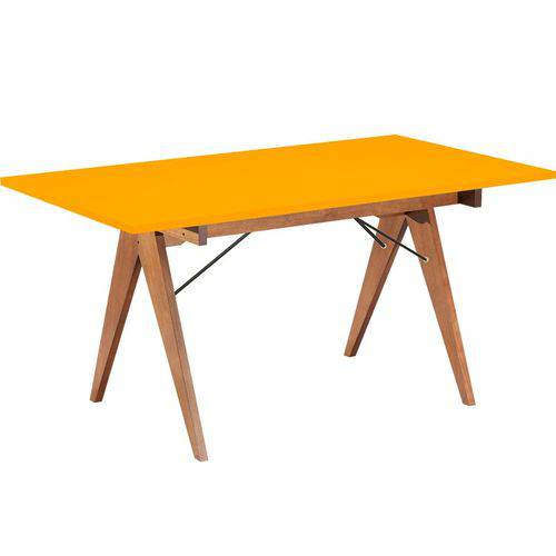 Assistência Técnica, SAC e Garantia do produto Mesa para Sala de Jantar 6 Lugares Paes – Tremarin - Amarelo / Nogal