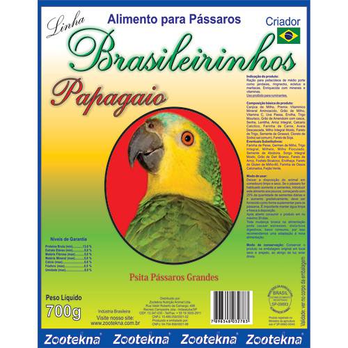 Assistência Técnica, SAC e Garantia do produto Mistura Especial Brasileirinho P/ Papagaio 700g - Zootekna