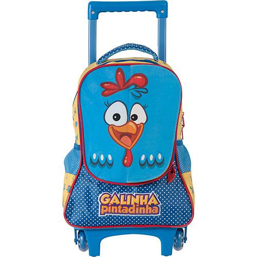 Assistência Técnica, SAC e Garantia do produto Mochila com Rodinhas Xeryus Galinha Pintadinha Magic Poliéster Azul Pequena