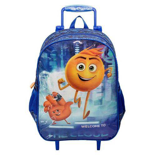 Assistência Técnica, SAC e Garantia do produto Mochila Escolar Infantil G de Rodinhas Emoji Azul - Santino