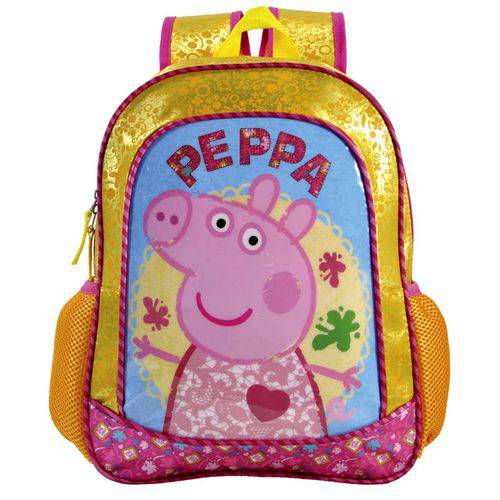 Assistência Técnica, SAC e Garantia do produto Mochila Escolar Infantil G Porca Peppa Pig Home Sweet Home Amarela / Rosa - Xeryus