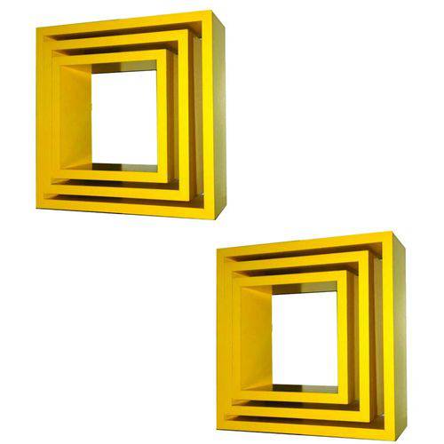 Assistência Técnica, SAC e Garantia do produto Nicho Decorativo Mdf Kit 6 Unidades - Cor Amarelo