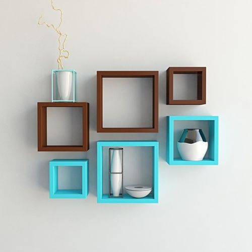 Assistência Técnica, SAC e Garantia do produto Nicho Decorativo Mdf Kit 6 Unidades - Cor Marrom e Azul