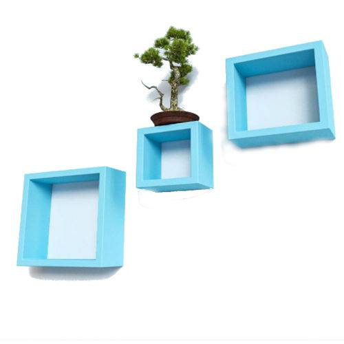 Assistência Técnica, SAC e Garantia do produto Nicho Decorativo Mdf Kit 3 Unidades - Cor Azul