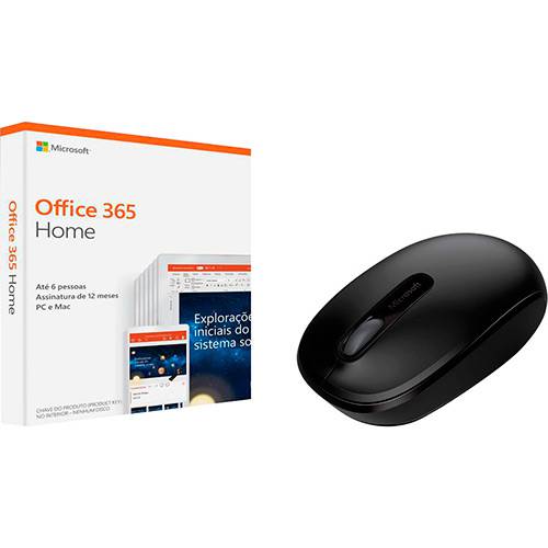 Assistência Técnica, SAC e Garantia do produto Office 365 Home 2019 6 Licenças + Mouse Wireless 1850 Preto - Microsoft