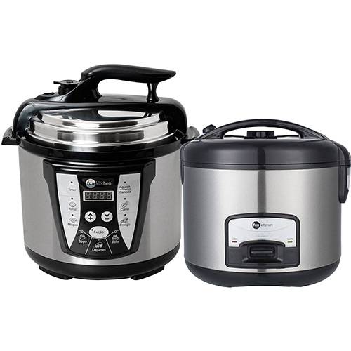 Assistência Técnica, SAC e Garantia do produto Panela de Pressão Elétrica 4L Inox + Panela Elétrica de Arroz 6 Xícaras Fun Kitchen - 127v