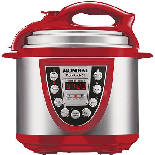 Assistência Técnica, SAC e Garantia do produto Panela Elétrica de Pressão Mondial Pratic Cook 5L Vermelho/Aço Inox