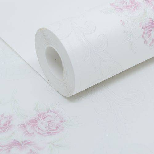 Assistência Técnica, SAC e Garantia do produto Papel de Parede Importado Vinílico Lavável Floral Off White e Rosa Retrô Quarto Sala