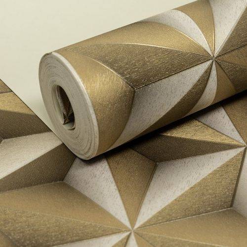 Assistência Técnica, SAC e Garantia do produto Papel de Parede Importado Vinílico Lavável Geométrico 3D Dourado e Prata Abstrato Sala