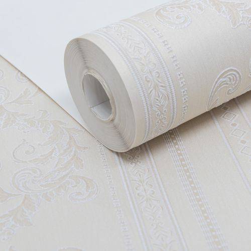 Assistência Técnica, SAC e Garantia do produto Papel de Parede Importado Vinílico Lavável Listras Damask Nude Sala Quarto