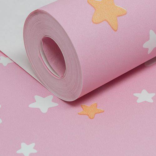 Assistência Técnica, SAC e Garantia do produto Papel de Parede Importado Vinilizado Estrelas Rosa Infantil Quarto Menina