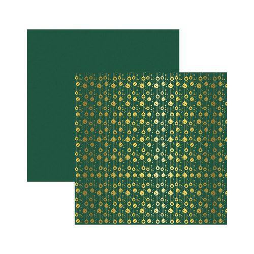 Assistência Técnica, SAC e Garantia do produto Papel Scrapbook Metalizada - SDF746 - Enfeites de Natal Dourado FD Verde - Toke e Crie