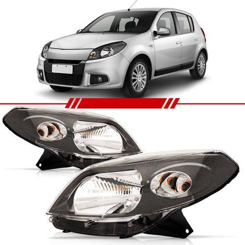 Assistência Técnica, SAC e Garantia do produto Par Farol Renault Sandero 2007 2008 2009 2010 2011 Foco Simples Máscara Cinza + Lâmpada