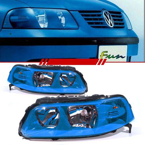 Assistência Técnica, SAC e Garantia do produto Par Farol Volkswagen Gol Parati Saveiro G3 1999 2000 2001 2002 2003 2004 2005 Máscara Azul Fun