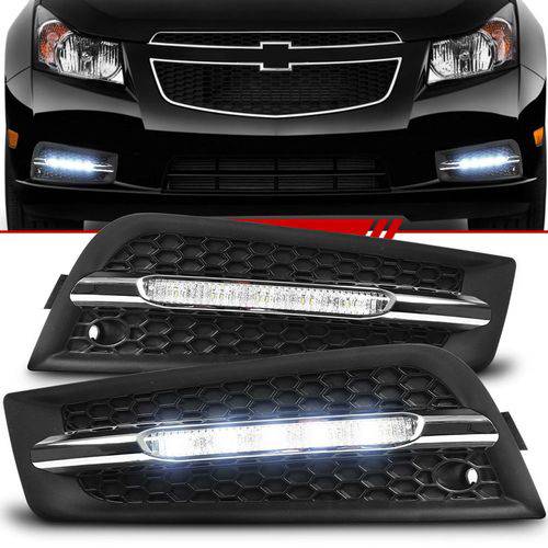 Assistência Técnica, SAC e Garantia do produto Par Moldura Grade do Milha Daylight Chevrolet Cruze Sedan 2012 2013 2014 LED