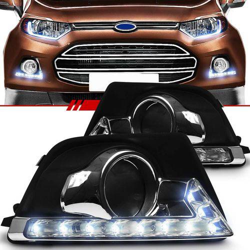 Assistência Técnica, SAC e Garantia do produto Par Moldura Grade do Milha Daylight Ecosport 2013 2014 2015 2016 Led Sem Furo Aro Cromado