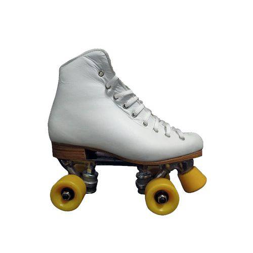 Assistência Técnica, SAC e Garantia do produto Patins Quad Iniciante, Tradicional, Clássico, Branco com Rodas Amarelas - Patins.com.BR