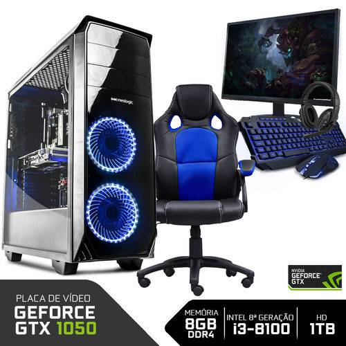 Assistência Técnica, SAC e Garantia do produto PC Gamer Completo Neologic NLI80951 Intel I3-8100 8GB (GeForce GTX 1050 2GB)1TB + Cadeira Gamer Blue