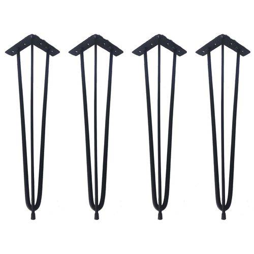 Assistência Técnica, SAC e Garantia do produto Pés para Mesas Cor Preta - 04 Un Hairpin Legs de Ferro 41cm Altura com Pés de Borracha