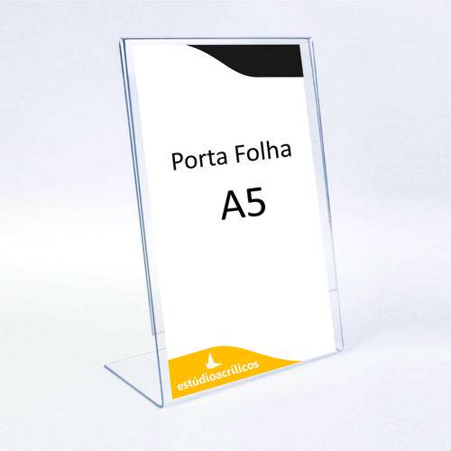 Assistência Técnica, SAC e Garantia do produto Porta Cartaz Folha A5 Folheto Mesa - Estúdio Acrílicos - Acrílico Cristal