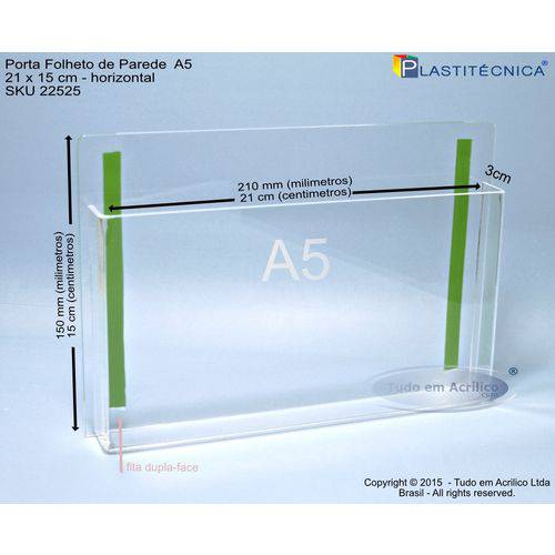 Assistência Técnica, SAC e Garantia do produto Porta Folheto Horizontal de Parede em Acrílico A5 (21x15cm)