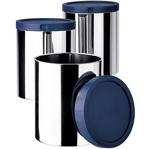 Assistência Técnica, SAC e Garantia do produto Porta Mantimentos Aço Inox 3 Peças Azul - Euro Home