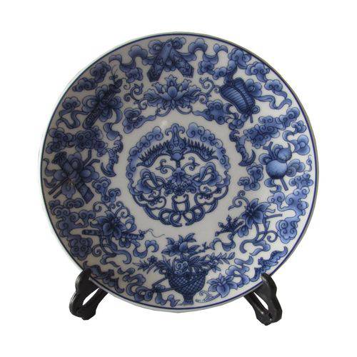 Assistência Técnica, SAC e Garantia do produto Prato Decorativo em Porcelana Oriental Azul e Branco