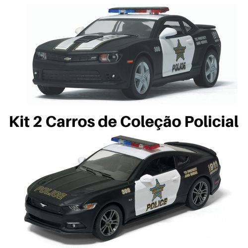 Assistência Técnica, SAC e Garantia do produto Promoção 2 Carro de Coleção Viatura Policial / Polícia Camaro e Mustang Cor Preto Escala 1/38