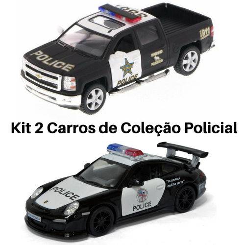 Assistência Técnica, SAC e Garantia do produto Promoção 2 Carro de Coleção Viatura Policial Silverado e Porsche Cor Preto