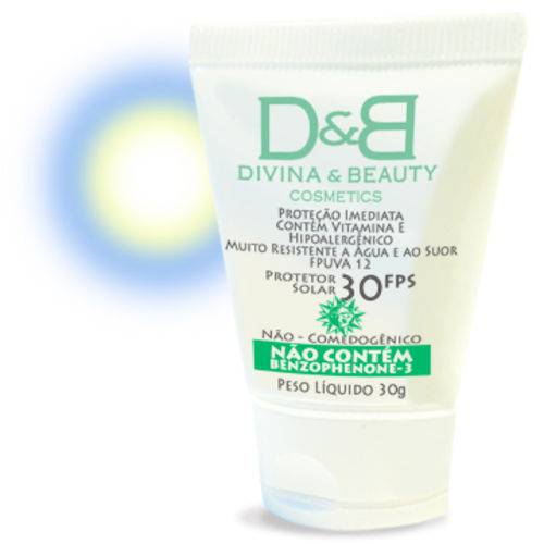Assistência Técnica, SAC e Garantia do produto Protetor Solar Facial e Corporal FPS30 Vitamina e Hidratante Divina & Beauty 30g