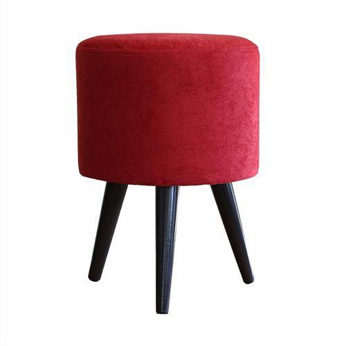 Assistência Técnica, SAC e Garantia do produto Puff Banqueta Redondo Pés Palito 35x50cm em Tecido Suede Amassado Vermelho