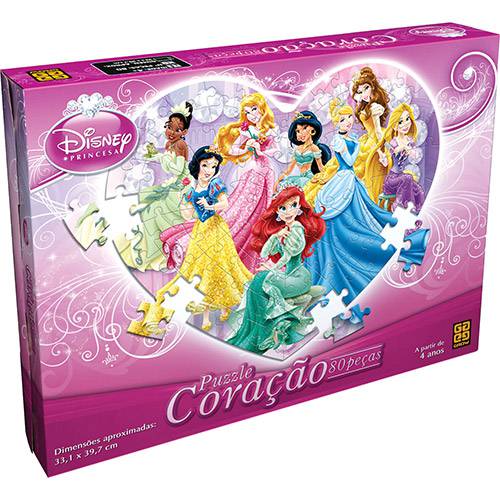 Assistência Técnica, SAC e Garantia do produto Puzzle Coração de Princesas - 80 Peças - Grow