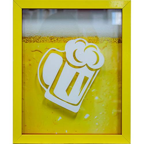 Assistência Técnica, SAC e Garantia do produto Quadro Chopp Porta-Tampinhas Amarelo 22x27x3cm - Kapo