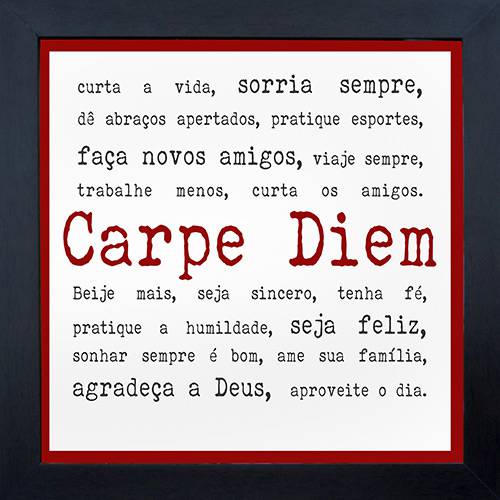 Assistência Técnica, SAC e Garantia do produto Quadro Contemporâneo Carpe Diem 28x28cm Preto - Kapos