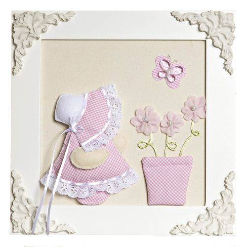 Assistência Técnica, SAC e Garantia do produto Quadro Decorativo Camponesa Vaso Rosa Quarto Bebê Infantil Menina