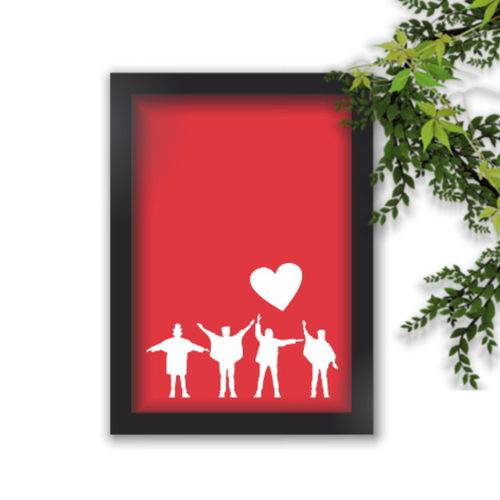 Assistência Técnica, SAC e Garantia do produto Quadro Decorativo The Beatles Pose Fundo Vermelho Coração Branco