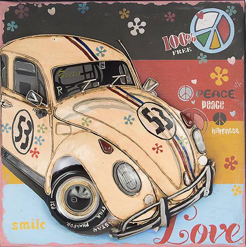 Assistência Técnica, SAC e Garantia do produto Quadro Ferro Fusca Herbie Love 40x40x9cm - Oldway