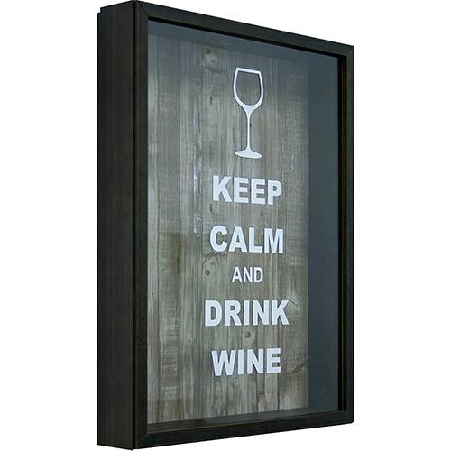 Assistência Técnica, SAC e Garantia do produto Quadro Keep Calm Wine Taça Porta-Rolha Mesclado 32x42x4cm - Kapos