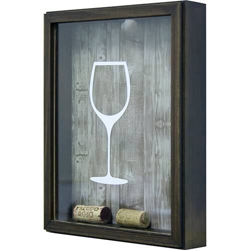 Assistência Técnica, SAC e Garantia do produto Quadro Porta-Rolhas de Vinho Betume Taça de Vinho 32x42x4cm - Kapos