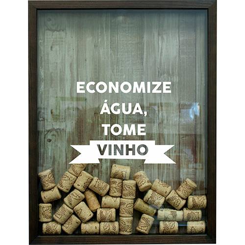 Assistência Técnica, SAC e Garantia do produto Quadro Porta Rolhas de Vinho Economize Água 32x42x4cm Betume - Kapos