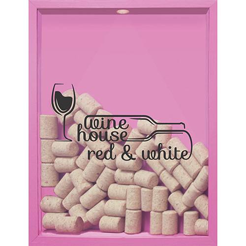 Assistência Técnica, SAC e Garantia do produto Quadro Porta Rolhas de Vinho Wine House 32x42x4cm Rosa - Kapos