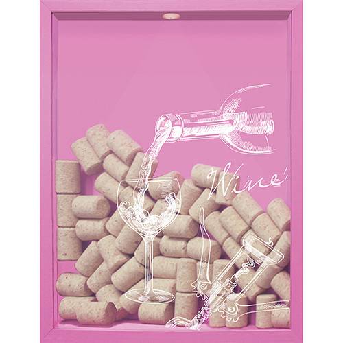 Assistência Técnica, SAC e Garantia do produto Quadro Porta Rolhas de Vinho Wine 32x42x4cm Rosa - Kapos